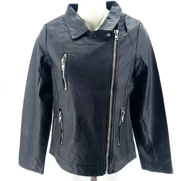 SPARKZ COPENHAGEN Faux Leather Moto Biker Jacket SMALL - Picture 2 of 9